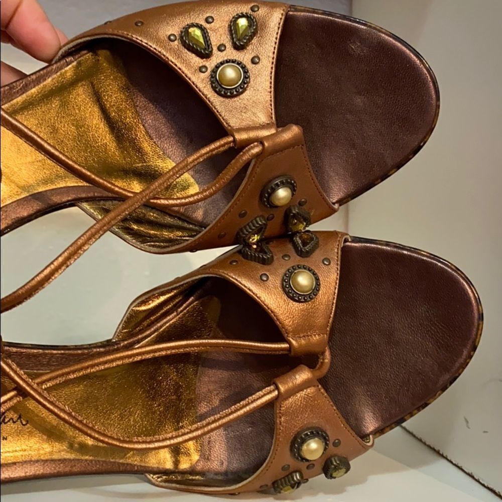 Cole Haan Bronze Wedge Jewel Strappy Sandals - Picture 8 of 16